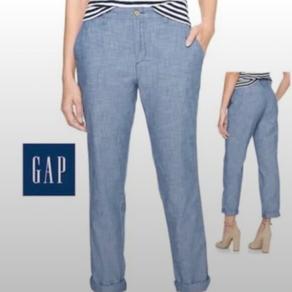 GAP Girlfriend Khaki Chambray Lightweight Size 10 - Picture 1 of 6